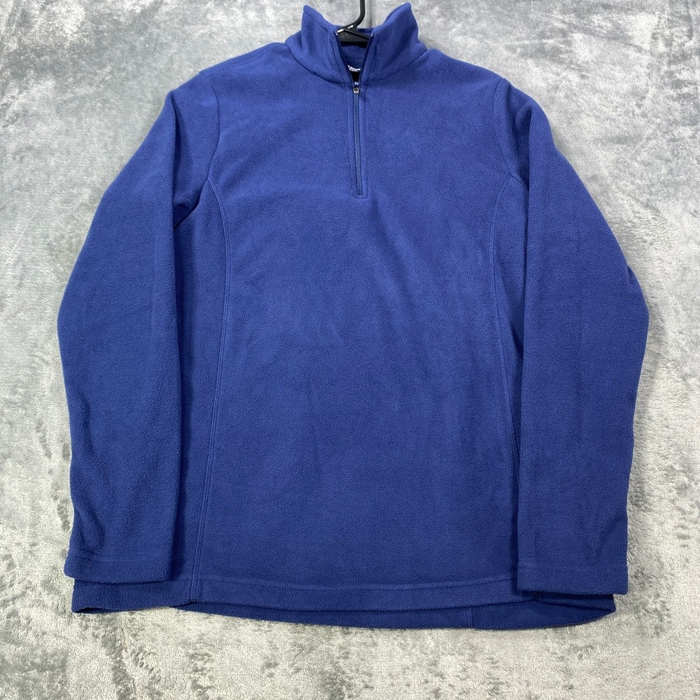 Lands End Fleece Pullover Sweater Small Quarter Zip Navy Blue Mock Neck NWT